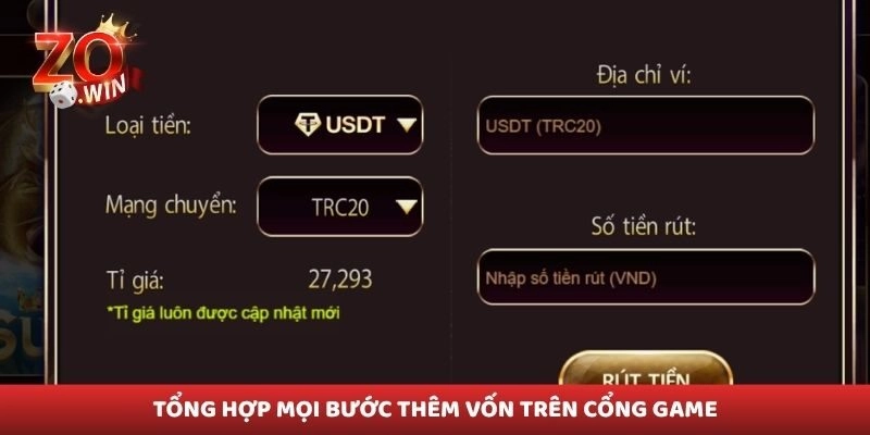 Tổng hợp mọi bước thêm vốn trên cổng game